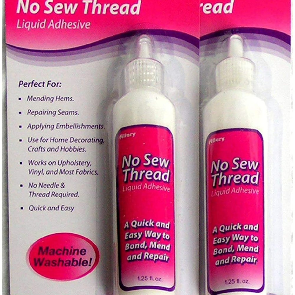 Allary No-Sew Liquid Fabric Glue - 2-Pack of 1.25 oz tubes
